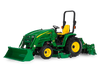 John Deere 3320 Tractor with Loader, Box Blade, Straight Blade, and 5 ft. Brush Hog